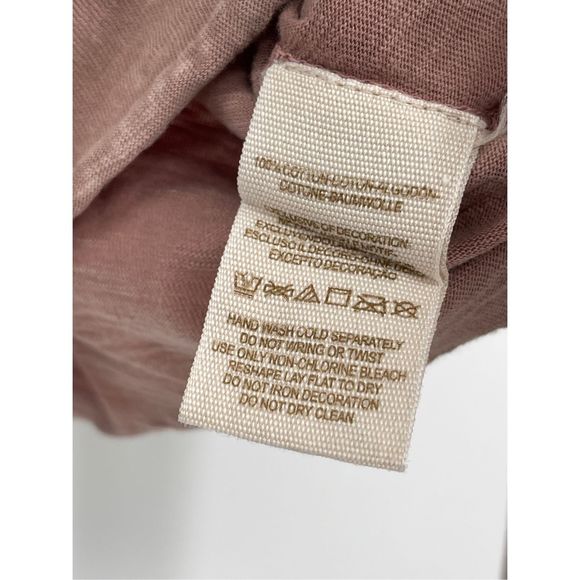 Free People Top Crop Women XS Pink Mauve Embroidered V Neck Bohemian Flutter - Picture 7 of 13